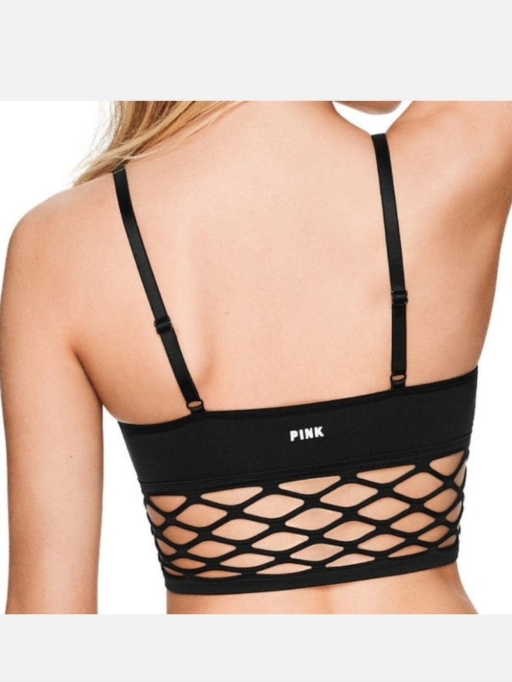 Victoria's Secret Pink Black Lattice-Trim Bralette - Women Intimates - Picture 2 of 5